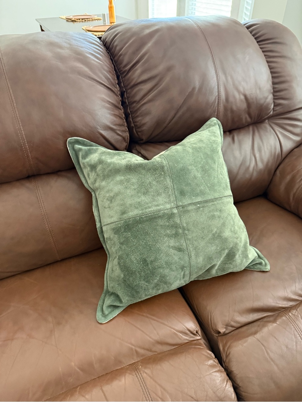 Pottery Barn Green Suede Accent Pillow Cover